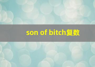 son of bitch复数